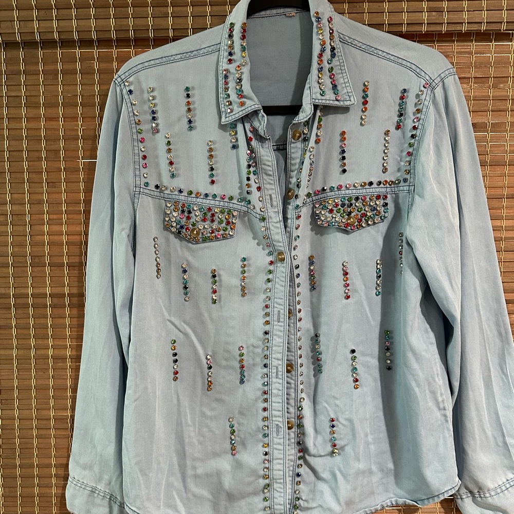 Embellished Denim shirt